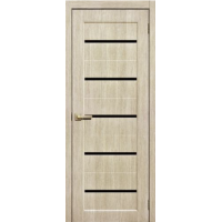 Дверь межкомнатная ламинированная Сибирь Профиль Skin Doors S01 Ясень, стекло черное